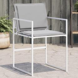 Chaises de jardin avec coussins lot de 4 blanc acier/textilène alsavelo