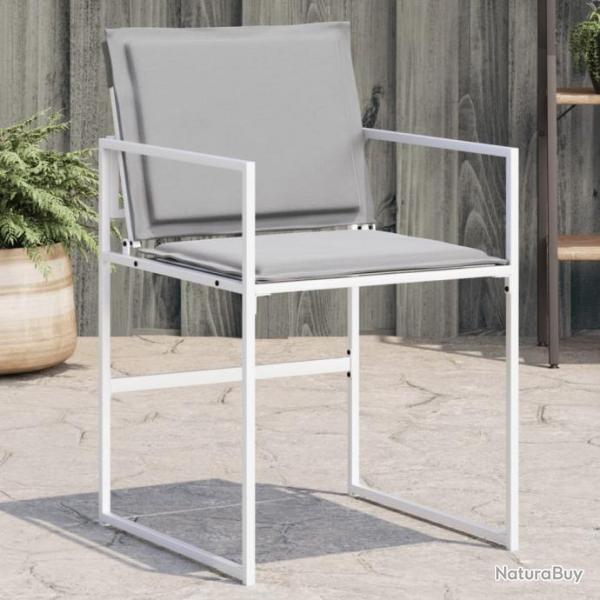 Chaises de jardin avec coussins lot de 4 blanc acier/textilne