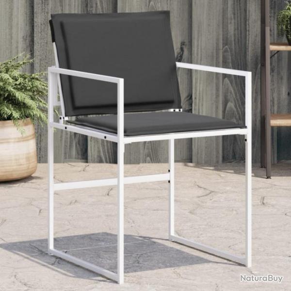 Chaises de jardin avec coussins lot de 4 blanc acier/textilne