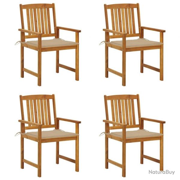 Chaises de jardin avec coussins lot de 4 Bois d'acacia massif alsavelo