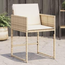 Chaises de jardin avec coussins lot de 4 beige résine tressée alsavelo