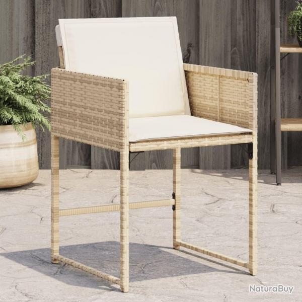 Chaises de jardin avec coussins lot de 4 beige rsine tresse alsavelo