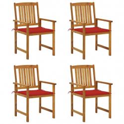 Chaises de jardin avec coussins lot de 4 Bois d'acacia massif alsavelo