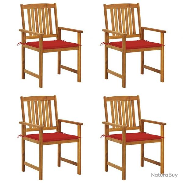 Chaises de jardin avec coussins lot de 4 Bois d'acacia massif alsavelo