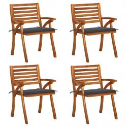 Chaises de jardin avec coussins lot de 4 Bois d'acacia massif alsavelo