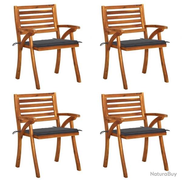 Chaises de jardin avec coussins lot de 4 Bois d'acacia massif alsavelo