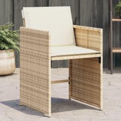 Chaises de jardin avec coussins lot de 4 beige résine tressée alsavelo