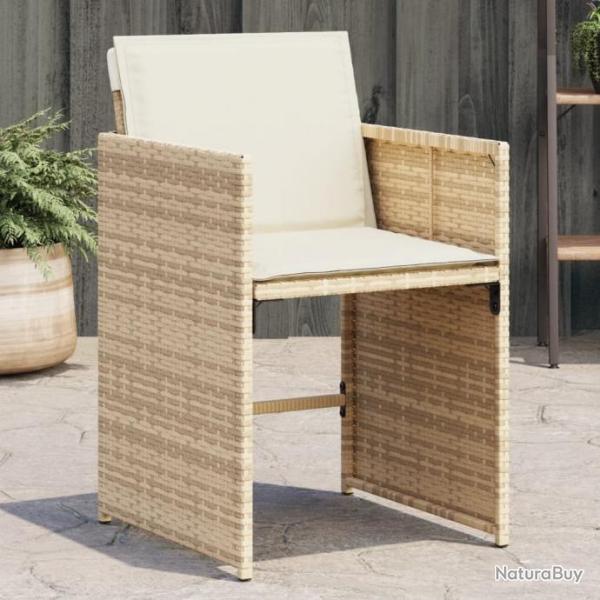 Chaises de jardin avec coussins lot de 4 beige rsine tresse