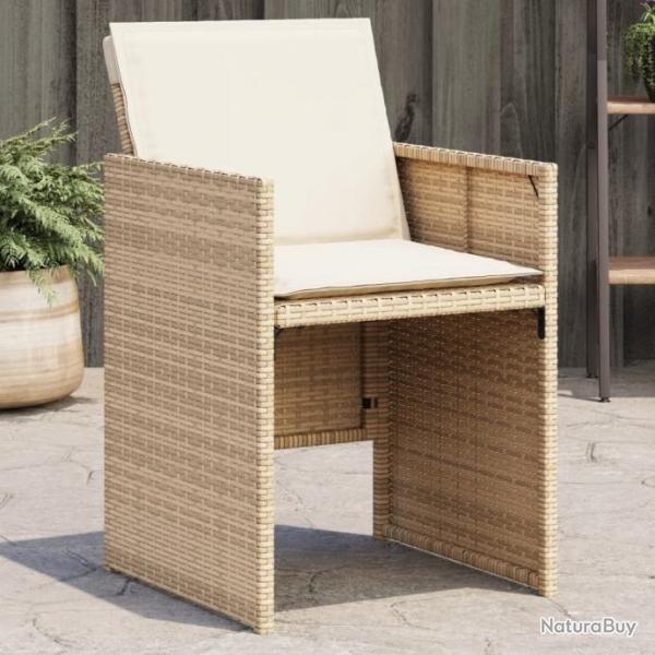 Chaises de jardin avec coussins lot de 4 beige rsine tresse