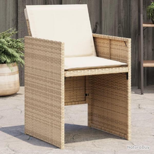 Chaises de jardin avec coussins lot de 4 beige rsine tresse alsavelo