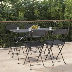 Chaises de bistrot pliantes lot de 4 Noir Résine tressée acier alsavelo