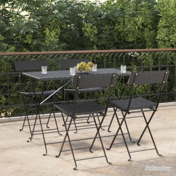 Chaises de bistrot pliantes lot de 4 Noir Rsine tresse acier