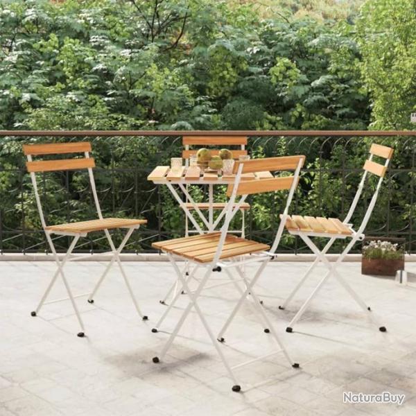 Chaises de bistrot pliantes lot de 4 Bois d'acacia solide acier