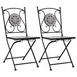 Chaises de bistrot mosaïque 2 pcs Gris alsavelo