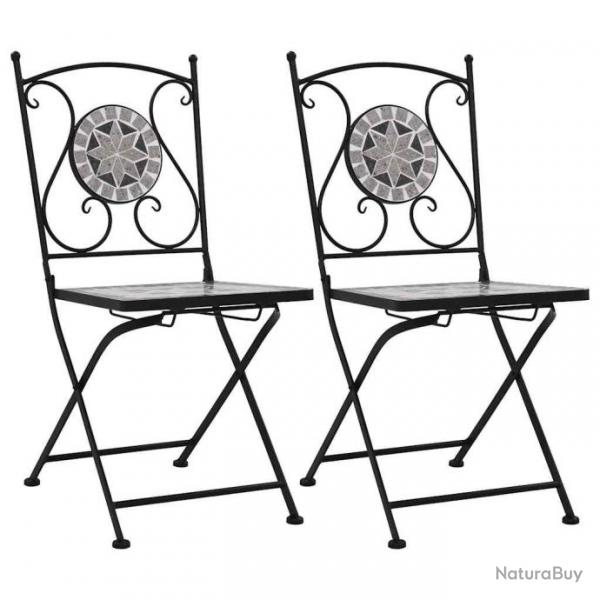 Chaises de bistrot mosaque 2 pcs Gris