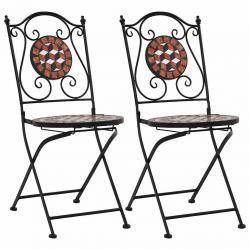 Chaises de bistrot mosaïque 2 pcs Marron Céramique alsavelo