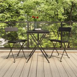 Chaises de bistrot pliantes lot de 2 Noir Résine tressée acier alsavelo