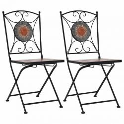 Chaises de bistrot mosaïque 2 pcs Orange et gris alsavelo