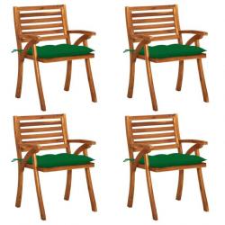 Chaises de jardin avec coussins lot de 4 Bois de teck solide