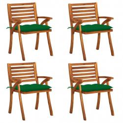 Chaises de jardin avec coussins lot de 4 Bois de teck solide alsavelo