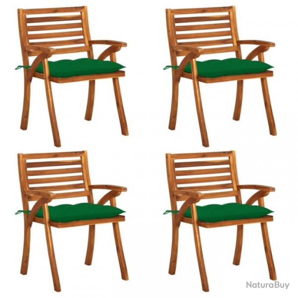 Chaises de jardin avec coussins lot de 4 Bois de teck solide