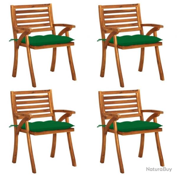 Chaises de jardin avec coussins lot de 4 Bois de teck solide alsavelo