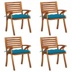 Chaises de jardin avec coussins lot de 4 Bois de teck solide alsavelo