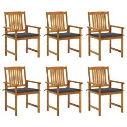 Chaises de jardin avec coussins lot de 6 Bois d'acacia massif