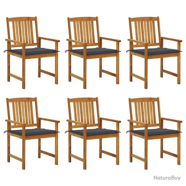 Chaises de jardin avec coussins lot de 6 Bois d'acacia massif alsavelo