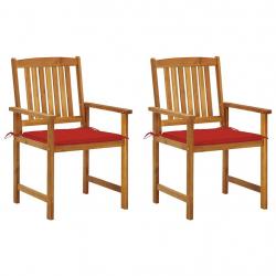 Chaises de jardin avec coussins lot de 2 Bois d'acacia massif alsavelo