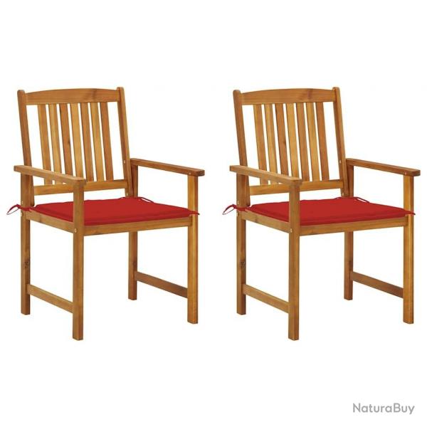 Chaises de jardin avec coussins lot de 2 Bois d'acacia massif alsavelo