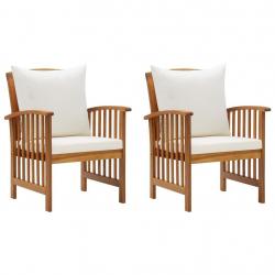 Chaises de jardin avec coussins lot de 2 Bois d'acacia massif alsavelo