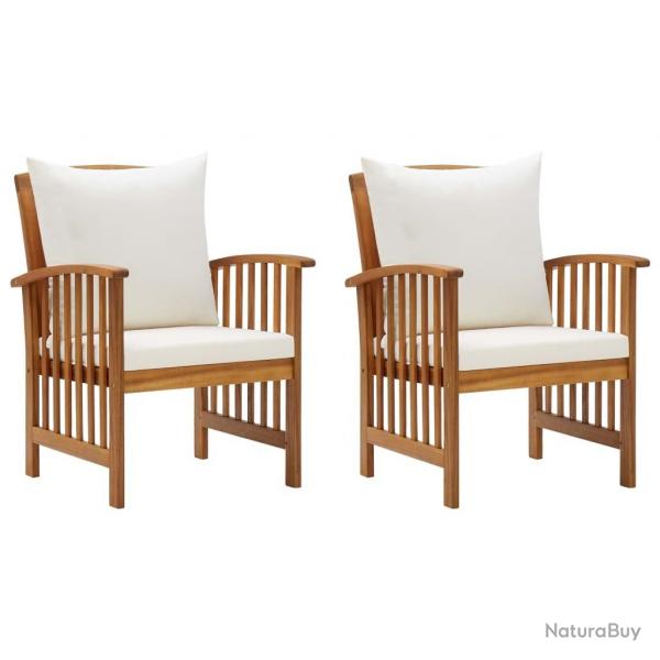 Chaises de jardin avec coussins lot de 2 Bois d'acacia massif alsavelo