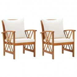 Chaises de jardin avec coussins lot de 2 Bois d'acacia massif alsavelo