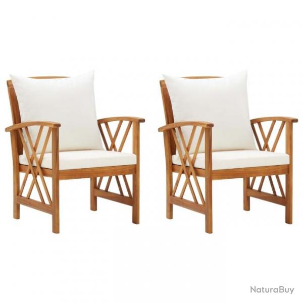 Chaises de jardin avec coussins lot de 2 Bois d'acacia massif