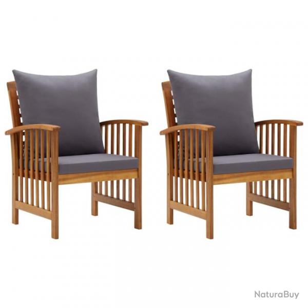 Chaises de jardin avec coussins lot de 2 Bois d'acacia massif