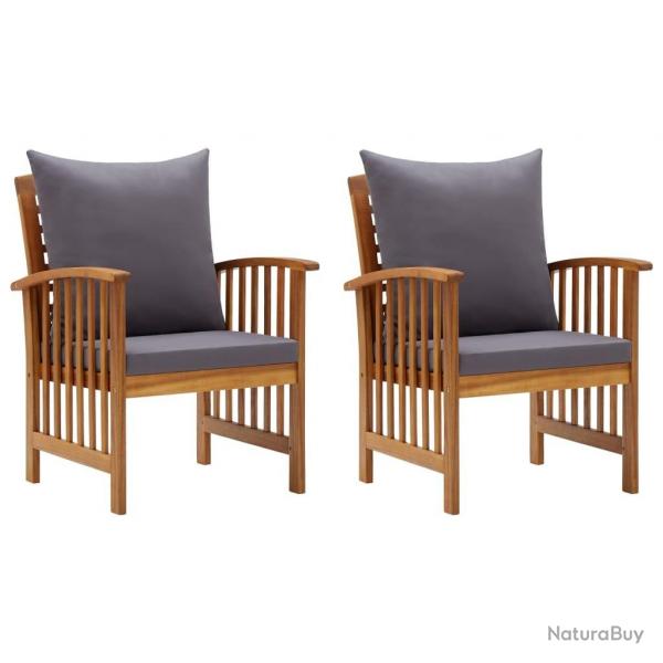 Chaises de jardin avec coussins lot de 2 Bois d'acacia massif alsavelo