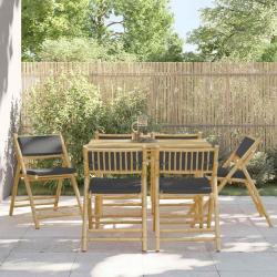 Chaises de bistro pliantes lot de 6 coussins gris foncé bambou alsavelo