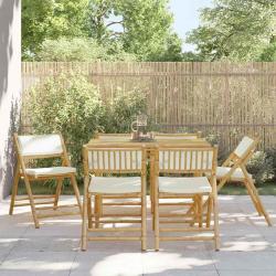 Chaises de bistro pliantes lot de 6 et coussins blanc crème alsavelo