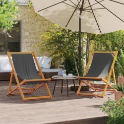 Chaises de plage pliables lot de 2 gris tissu alsavelo