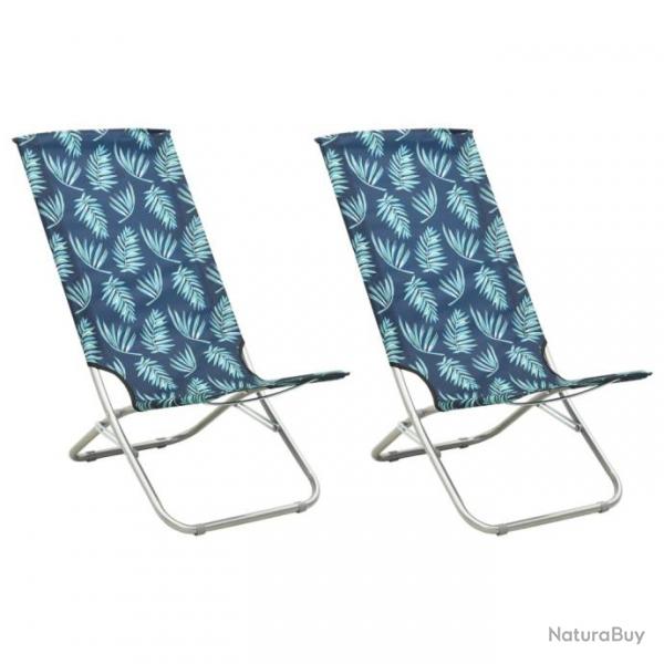 Chaises de plage pliables lot de 2 Motif de feuilles Tissu