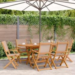 Chaises de jardin pliantes lot de 6 taupe tissu et bois massif