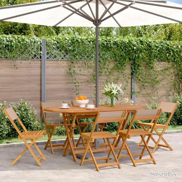 Chaises de jardin pliantes lot de 6 taupe tissu et bois massif alsavelo