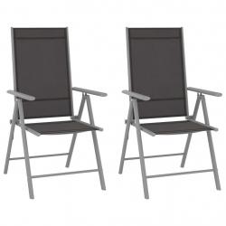 Chaises de jardin pliables lot de 2 Textilène Noir alsavelo