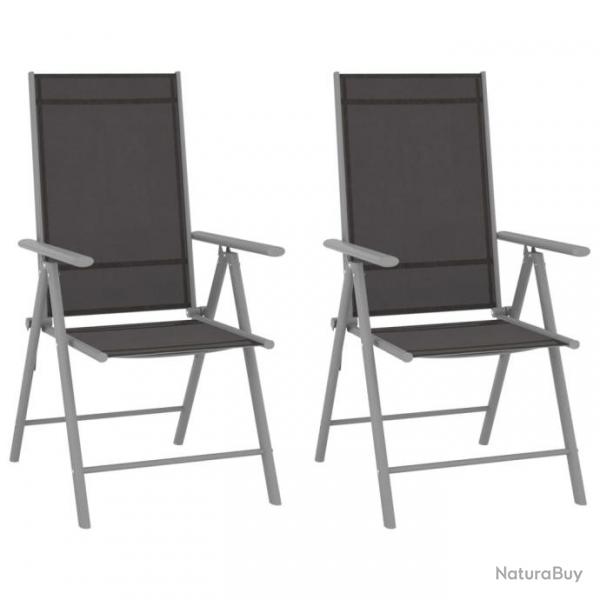 Chaises de jardin pliables lot de 2 Textilne Noir