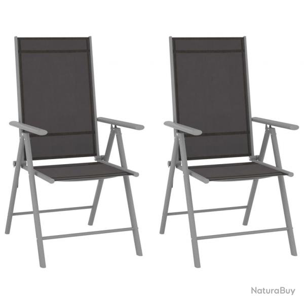 Chaises de jardin pliables lot de 2 Textilne Noir alsavelo