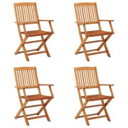 Chaises de jardin pliables lot de 4 Bois d'eucalyptus massif