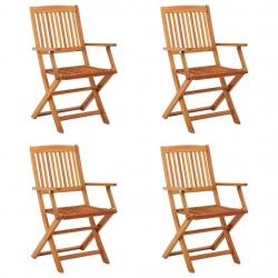 Chaises de jardin pliables lot de 4 Bois d'eucalyptus massif alsavelo