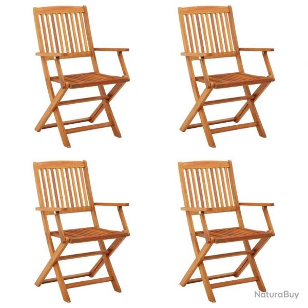 Chaises de jardin pliables lot de 4 Bois d'eucalyptus massif alsavelo