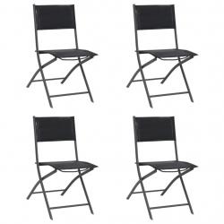 Chaises de jardin pliables lot de 4 Acier et textilène alsavelo